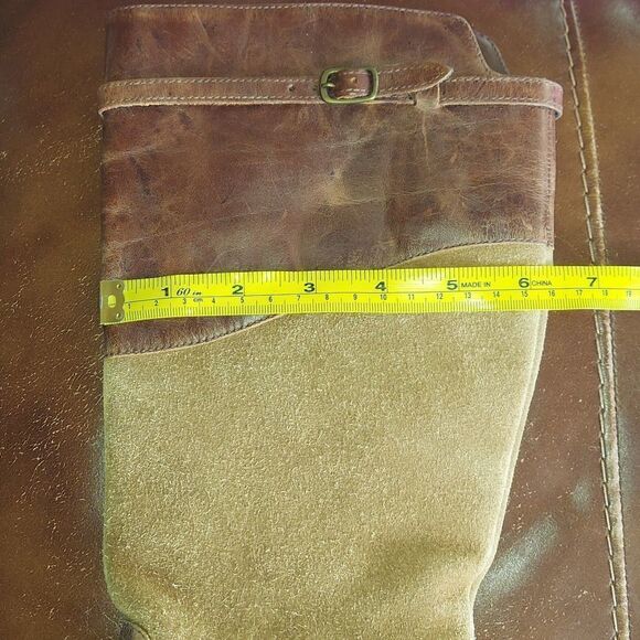 Matisse Leather Suede Tan Buckle Riding Boots Sz 7 - Picture 9 of 11